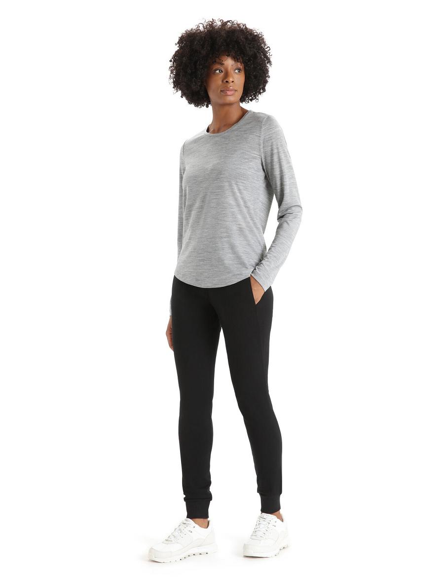 Metro Heather Women's Icebreaker Merino Sphere II T-Shirt Long Sleeve | USA 1643AHKP